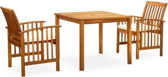 vidaXL Vidaxl - Set Comedor De Jard&iacute;n 3 Pzas Y Cojines Madera Maciza De Acacia