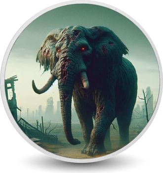 OEM Decadencia Y Ruina: Visi&oacute;n Postapocal&iacute;ptica De Un Elefante, Moneda De Plata De 1 Oz