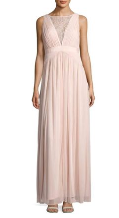 Adrianna Papell Tulle & Lace Gown In Blush