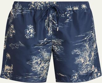 Moncler Mens Tropical Print Swim Shorts