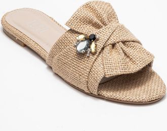 Prologue Daphne Raffia Bow Slide Sandaal