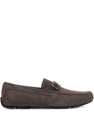 Ferragamo Gancini-detail suede loafers - Brown