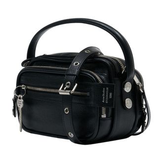 Acne Studios Unisex Calfskin Leather Shoulder Bag Black