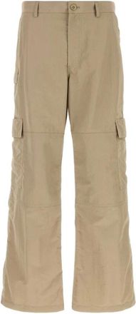 Balenciaga Broeken, Dames, Beige, M, Ripstop-textuur Cargobroek