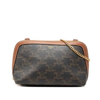 Celine Pre-owned Celine Triomphe Coated Canvas Clutch On Chain Ladies VTA3JKL70IO83WFT