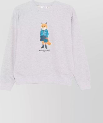 Maison Kitsuné fox graphic crew neck cotton sweatshirt