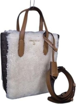 Michael Kors Brown Ivory Pvc Leather Handbag Shoulder Bag Tote Bag (Pre-Owned)