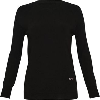 Stella McCartney Long-Sleeve Compact Knit Top - Dames - Ronde hals truien - Zwart - S - Polyester - Truien & Vesten
