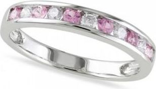 Allurez Channel Set Pink Sapphire & Diamond Wedding Band 14k White Gold 0.62ct