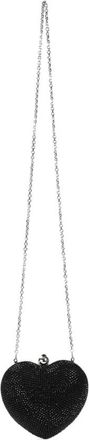 Mach & Mach Crystal Heart Suede Clutch - Dames - Schoudertassen - Zwart - ONE Size - Su&egrave;de - Tassen