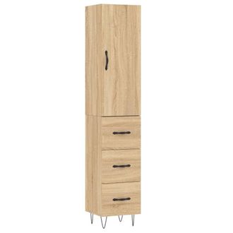 Berkfield Home Highboard Sonoma Oak 34.5x34x180 cm Engineered Wood in Light Tan