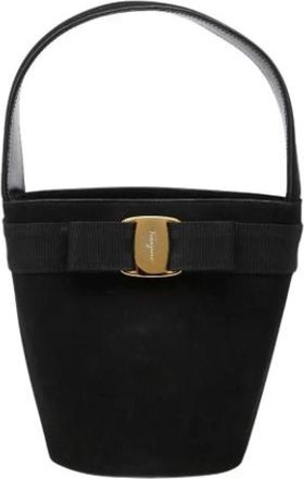 Ferragamo Pre-owned Suede Shoulder Bag - Dames - Vintage Tas - Zwart - ONE Size - Leer - Vintage