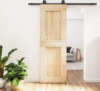 vidaXL Vidaxl - Puerta Corredera Con Herrajes Madera Maciza De Pino 70x210 Cm