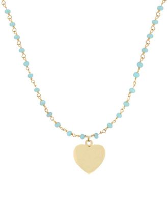 Liv Oliver 18K Plated 45.00 Ct. Tw. Chalcedony Heart Charm Necklace