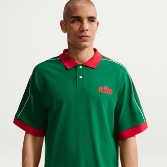 Nike Mens Nike Sportswear Club Oversized Short-Sleeve Polo in Green | IF0723-302