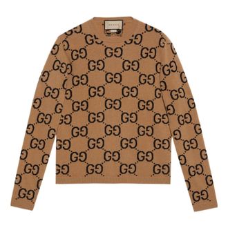 Gucci GG Wool Jacquard Sweater Camel Black 692900-XKCC5-2075