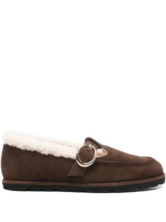 Stuart Weitzman Dakota shearling buckle loafers - Marrone