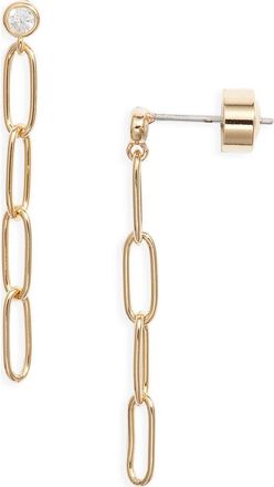 Nordstrom Cubic Zirconia Post Paper Clip Drop Earrings in Clear- Gold at Nordstrom