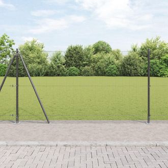 Berkfield Home Welded Wire Fence with 7 Flanged Posts Grey 1.2x10 m Steel
