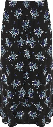 Generic MMK Womens Multi Print Swing Flowy Midi Skirt - Ladies Elasticated Waist Stretch Long Length Flare Skort (Teal Floral, 12-14)