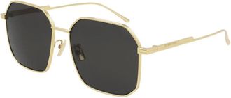 Bottega Veneta Ladies Gold Tone Square Sunglasses BV1108SA 001