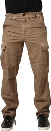 Dolce & Gabbana Mens Cotton-Elastane Cargo Pants Beige