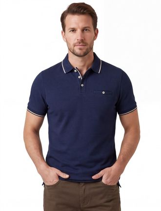 Baileys Poloshirt Baileys donkerblauw randen op boord en mouwen