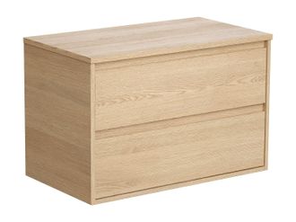 Vente-Unique Mueble de ba&ntilde;o flotante bajo lavabo con encimera - Chapado en roble - 80 cm - MILIPAM