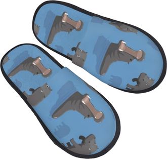 Generic Camping Slippers Fantastic Hippos Breathable Fuzzy Slippers Warm Indoor Shoes For Travel Indoor Room M