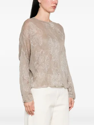Emporio Armani Embroidered Crewneck Sweater - beige