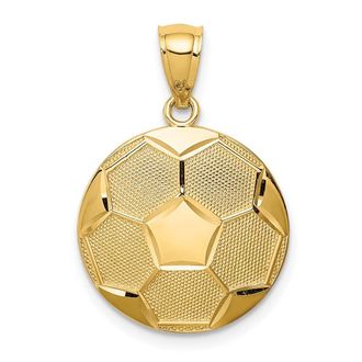 Diamond2Deal 14k Yellow Gold Domed Soccer Ball Pendant
