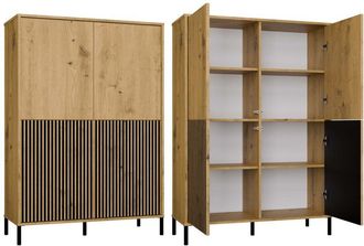 Topeshop Topeshop - Kamaro - Armario Moderno 8 Estantes Y 4 Puertas - 147.5x103.5x40 Cm - Mueble De Almacenamiento - Roble Artesanal