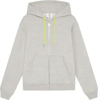 Casablanca Cashmere Blend Zip-Up Hooded Sweatshirt - Heren - Vesten met rits - Grijs - S - Katoen - Hoodies & sweatvesten