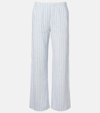 Velvet Evony striped cotton and linen wide-leg pants