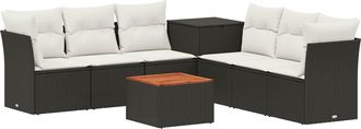 vidaXL Juego De Sof&aacute; 8 Uds. Negro Y Blanco Crema Vidaxl