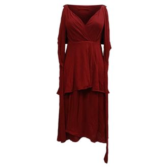Jean Paul Gaultier Femme Tiered Midi Dress in Red Polyester