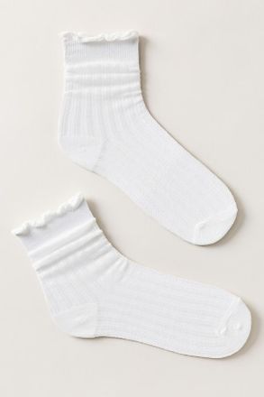 Anthropologie OK Originals Ruffled Pointelle Socks