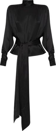 Balmain Asymmetrische zijden blouse - Dames - Blouses - Zwart - XS - Overhemden