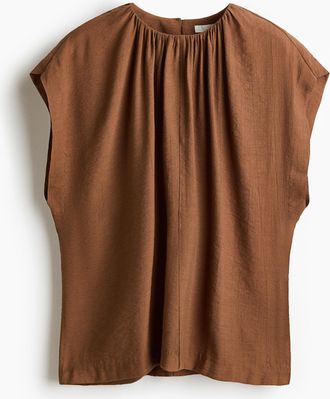 H&M Oversized Bluse mit Raffungen - Braun