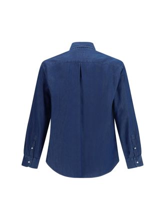 Brunello Cucinelli Mens Lightweight Denim Shirt Scuro Cotton