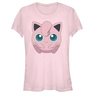 Fifth Sun Womens Pokemon Jigglypuff Filled Face Juniors Short Sleeve Tee Shirt, Light Pink Colour, M