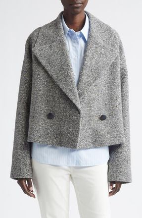Lafayette 148 New York Wide Lapel Alpaca & Wool Blend Jacket in Graphite Multi at Nordstrom, Size X-Large