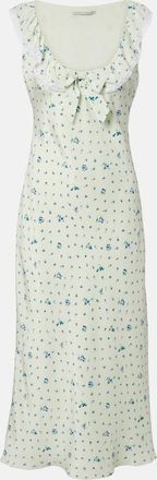 Alessandra Rich Abito midi in seta floreale con pizzo