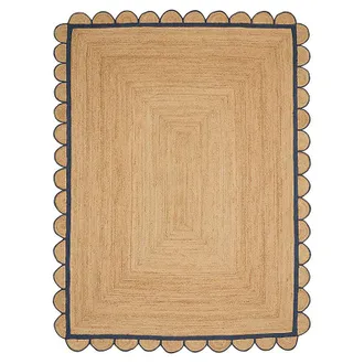 Ballard Designs Polly Jute Rug - Natural/Navy, 26 x 8 Runner - Ballard Designs