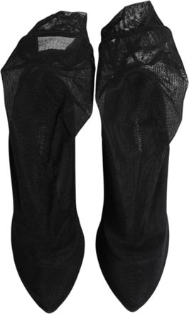 Dolce & Gabbana Womens Black Silk Stretch Mesh Sock Boots Shoes Nylon Viscose Elastane