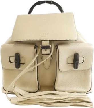 Gucci Pre-owned Leren Rugzak - Dames - Vintage Rugzakken - Wit - ONE Size - Leer - Vintage