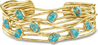 Ross-Simons Turquoise Highway Cuff Bracelet in 18kt Gold Over Sterling