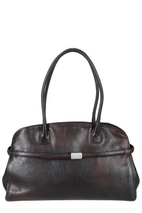 Orciani Dark Brown Lagoon Elongated Calf Leather Handbag