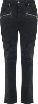 Balmain MenS Black Ribbed Slim Jeans, Size 36