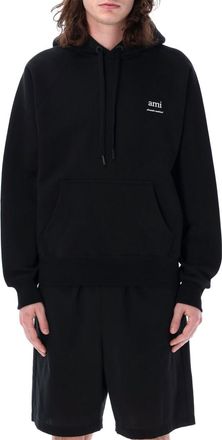 Ami Black Print Logo Hoodie